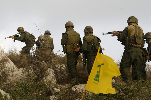 Group of Hezbollah fighters take position in Sujoud village in south Lebanon