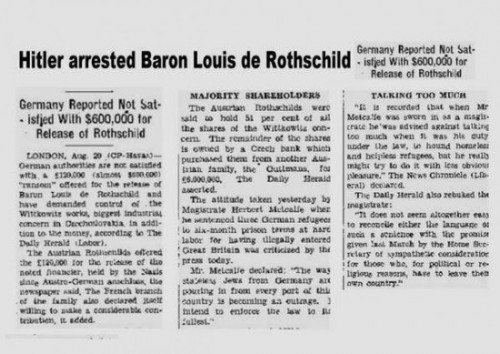 Hitler Arrests Rothschild